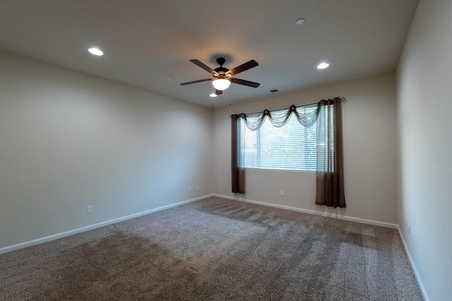 3083 N Stanley Ave, Fresno, CA 93737 - unfurnished room featuring carpet, a ceiling fan, recessed lighting, and baseboards
