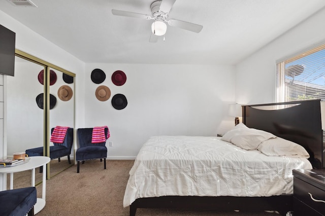 2316 S Kirk St, Fresno, CA 93706 - bedroom featuring carpet flooring, ceiling fan, a closet, and baseboards