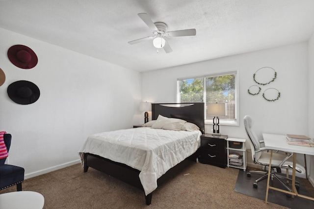 2316 S Kirk St, Fresno, CA 93706 - carpeted bedroom featuring baseboards, an office area, and ceiling fan