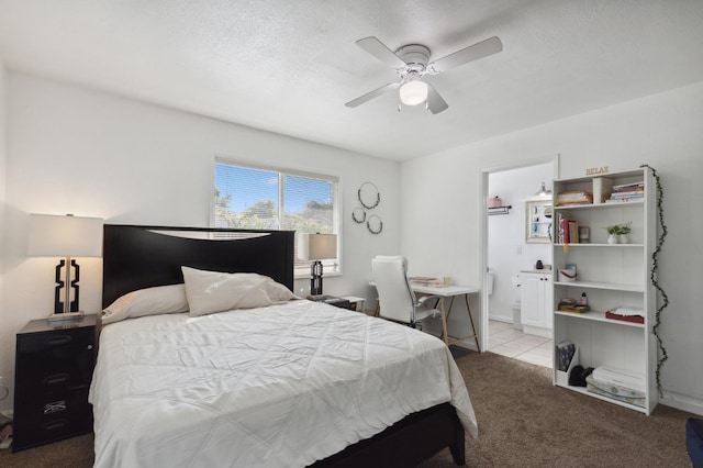 2316 S Kirk St, Fresno, CA 93706 - bedroom featuring light carpet, ceiling fan, and ensuite bath