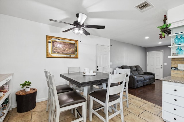 2316 S Kirk St, Fresno, CA 93706 - dining space featuring ceiling fan, light tile patterned floors, and recessed lighting
