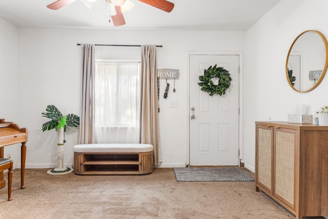 1586 N Calaveras St, Fresno, CA 93728 - carpeted foyer featuring a ceiling fan and baseboards