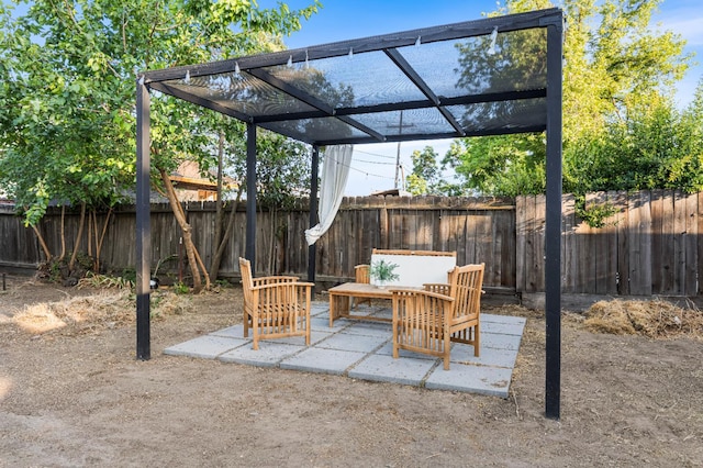 1586 N Calaveras St, Fresno, CA 93728 - fenced backyard with a pergola and a patio area