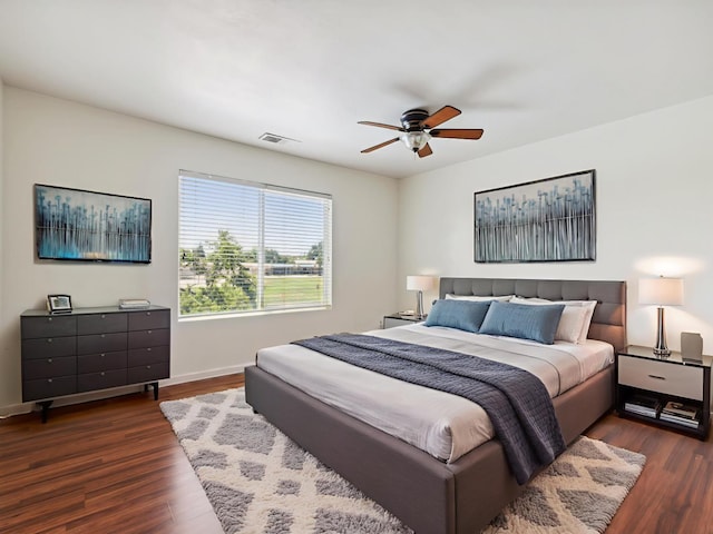 2091 E Cromwell Ave, Fresno, CA 93720 - bedroom featuring dark wood-style flooring and ceiling fan