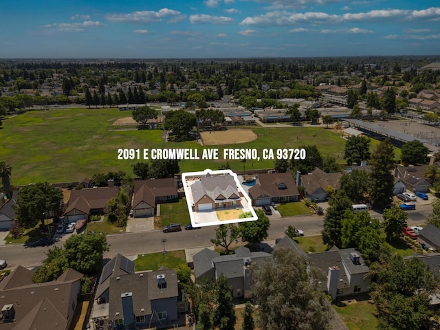 2091 E Cromwell Ave, Fresno, CA 93720 - aerial view of residential area featuring property boundaries highlighted