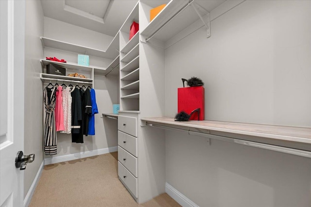 11753 N Turf Dr, Fresno, CA 93730 - walk in closet featuring light carpet and attic access