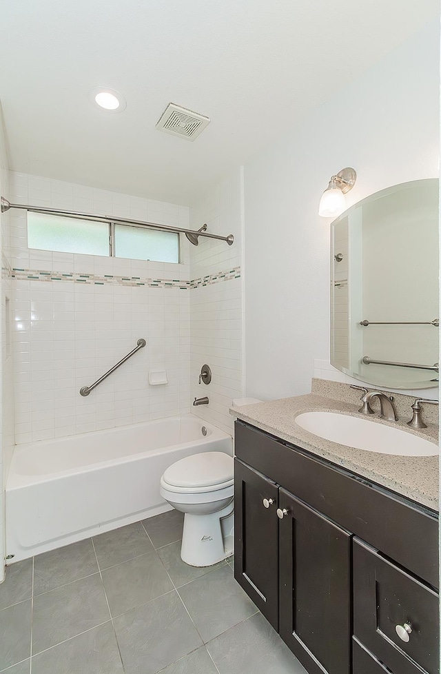 709 Keith St, Lemoore, CA 93245 - bathroom with vanity, bathtub / shower combination, and tile patterned floors
