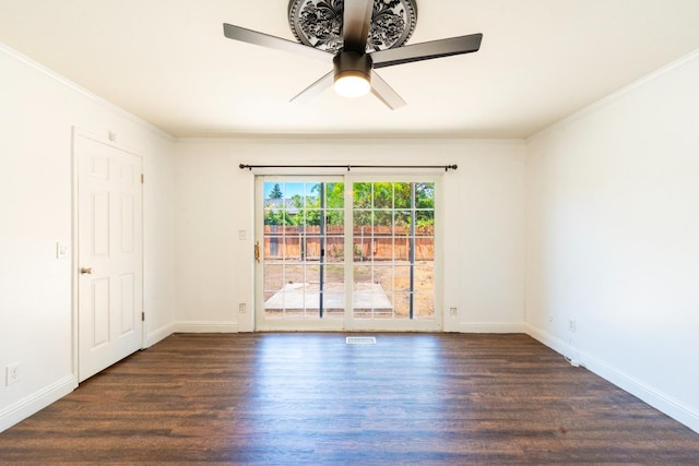 2048 W Sierra Ave, Fresno, CA 93711 - unfurnished bedroom featuring wood finished floors, access to exterior, ornamental molding, baseboards, and a ceiling fan