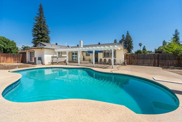 2048 W Sierra Ave, Fresno, CA 93711 - view of pool with a pergola, a patio, and a diving board