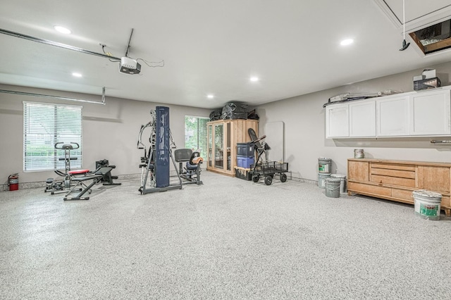3841 W Alluvial Ave, Fresno, CA 93711 - workout area with recessed lighting, healthy amount of natural light, attic access, and a garage