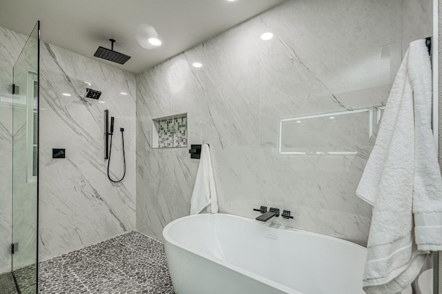 3841 W Alluvial Ave, Fresno, CA 93711 - full bath with a freestanding bath and a marble finish shower