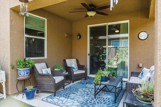 3675 Trenton Ln, Clovis, CA 93619 - view of patio featuring a ceiling fan and an outdoor living space