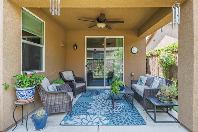 3675 Trenton Ln, Clovis, CA 93619 - view of patio with an outdoor living space and ceiling fan