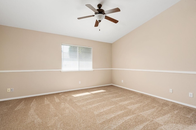 6051 N Tracy Ave, Fresno, CA 93722 - carpeted empty room featuring ceiling fan, baseboards, and vaulted ceiling