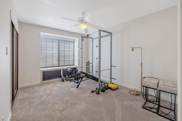 300 W Adrian Way, Hanford, CA 93230 - exercise room with baseboards, carpet, and ceiling fan