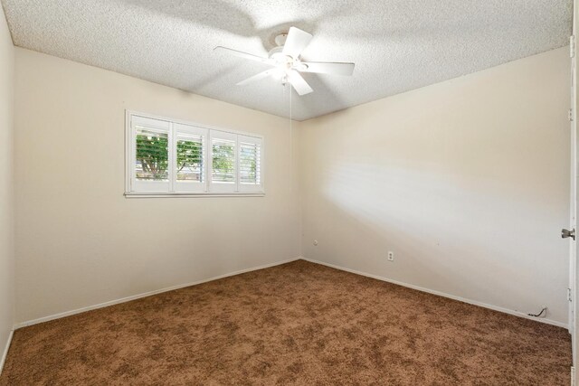 4849 N 7th St Unit E, Fresno, CA 93726 - carpeted empty room featuring a ceiling fan, a textured ceiling, and baseboards