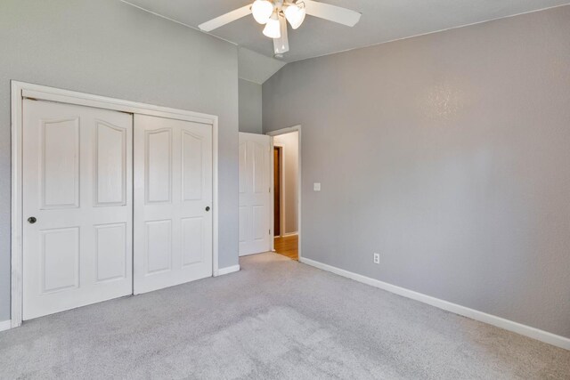 1226 Summer Field Dr, Hanford, CA 93230 - unfurnished bedroom featuring lofted ceiling, carpet, a closet, and baseboards