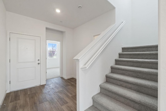 3210 Frontera Ave, Clovis, CA 93619 - entryway with stairway, wood finished floors, and recessed lighting