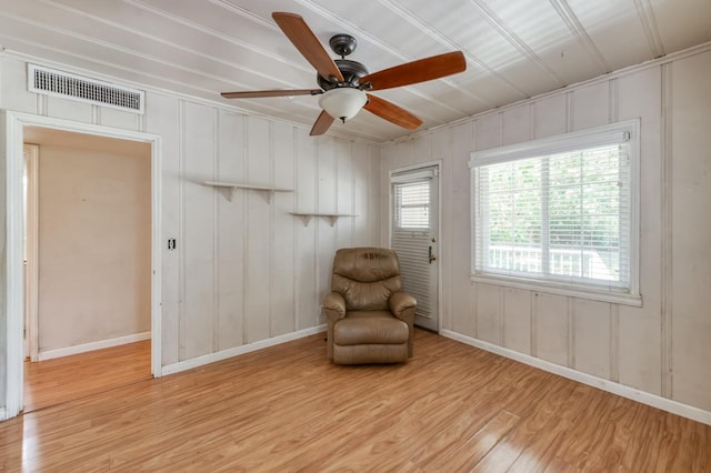 724 W Harvard Ave, Fresno, CA 93705 - sitting room featuring wood finished floors, ceiling fan, and baseboards