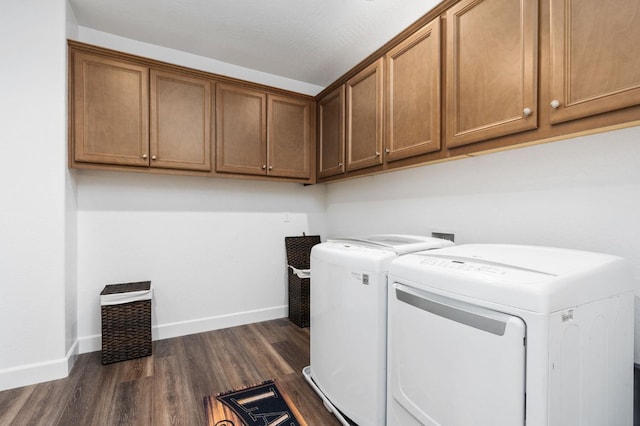 2027 N Bliss Ave, Fresno, CA 93727 - laundry area with separate washer and dryer, cabinet space, and dark wood-style flooring