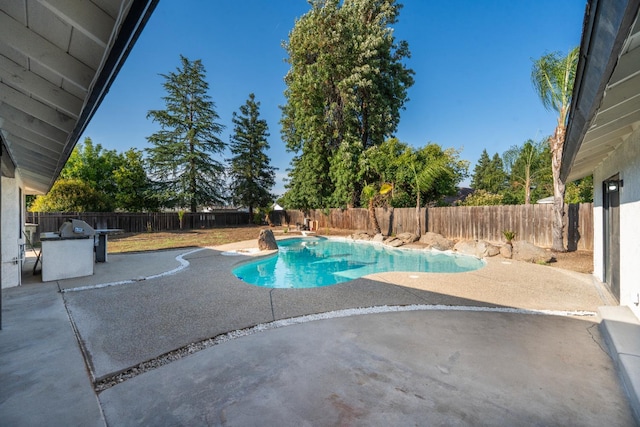 1707 Douglas Ave, Clovis, CA 93611 - view of swimming pool with a patio area, a fenced backyard, and a grill