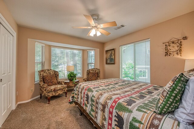 41228 Heartwood Ln, Shaver Lake, CA 93664 - carpeted bedroom featuring ceiling fan and a closet