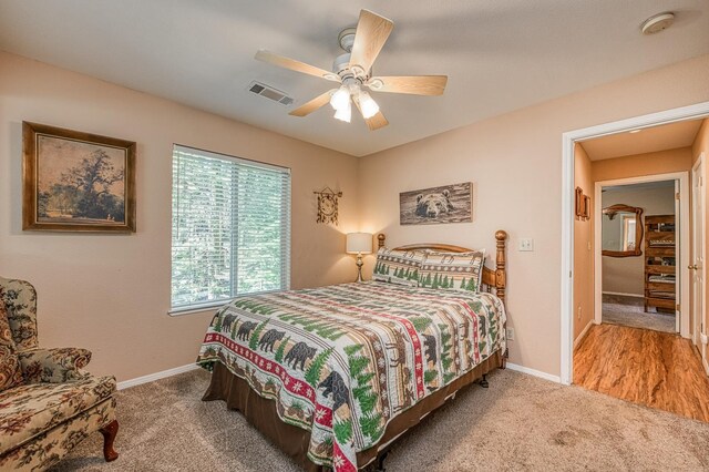 41228 Heartwood Ln, Shaver Lake, CA 93664 - carpeted bedroom with baseboards and ceiling fan