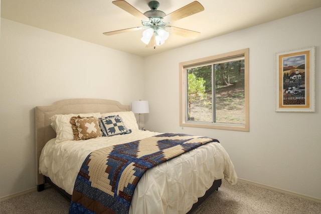 41035 Cold Springs Ln, Shaver Lake, CA 93664 - bedroom with carpet, baseboards, and ceiling fan