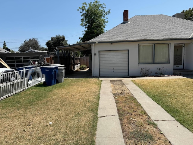 2314 E Cornell Ave, Fresno, CA 93703 - view of property exterior featuring a chimney, roof with shingles, driveway, and stucco siding