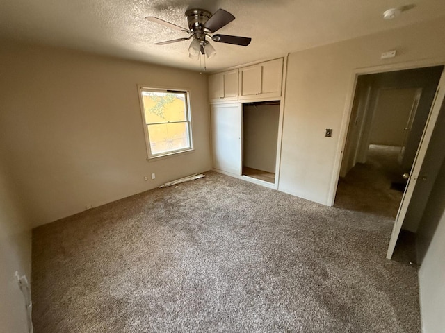 2314 E Cornell Ave, Fresno, CA 93703 - unfurnished bedroom with carpet, a closet, ceiling fan, and a textured ceiling