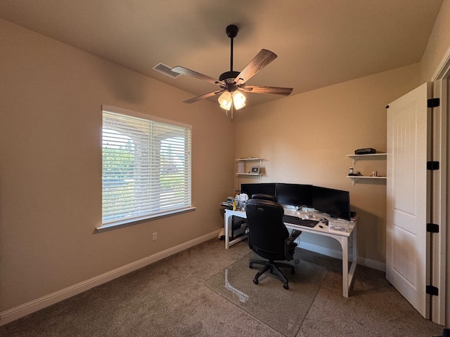 13390 E Falcon Mdw, Clovis, CA 93619 - carpeted office space with ceiling fan and baseboards