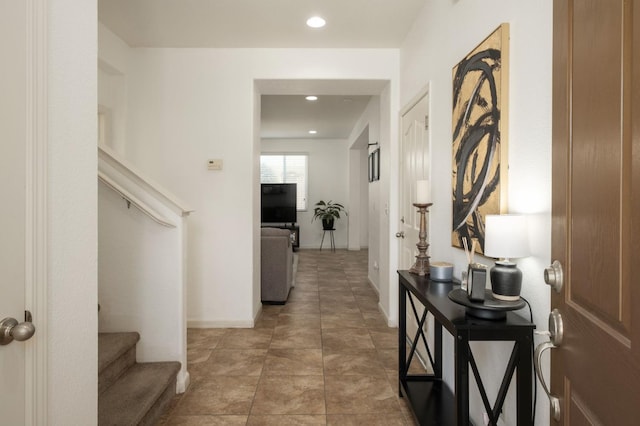 7452 E Giavanna Ave, Fresno, CA 93737 - hallway featuring stairs and recessed lighting