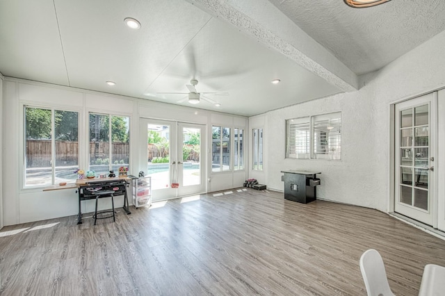 1039 N Burgan Ave, Clovis, CA 93611 - sunroom featuring french doors, healthy amount of natural light, and beam ceiling