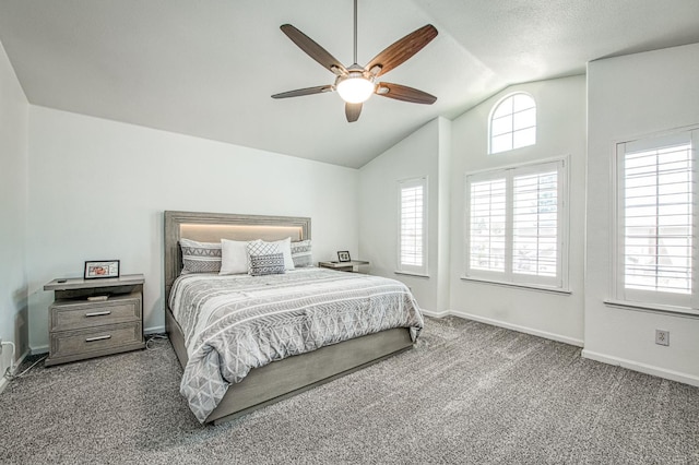 1039 N Burgan Ave, Clovis, CA 93611 - bedroom with lofted ceiling, carpet, baseboards, and ceiling fan