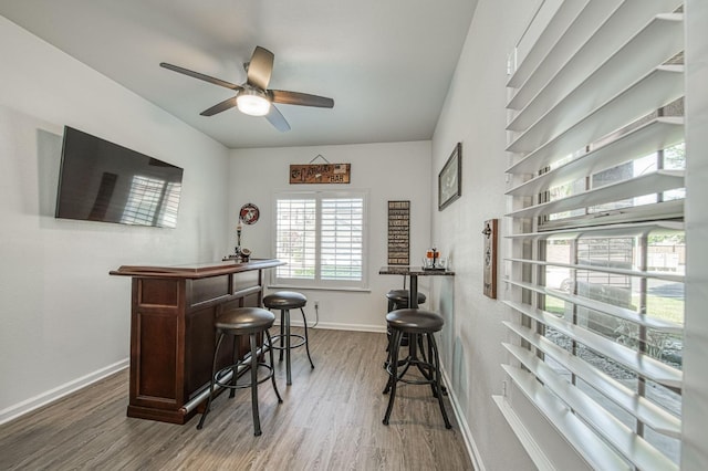1039 N Burgan Ave, Clovis, CA 93611 - indoor dry bar with wood finished floors, ceiling fan, and baseboards