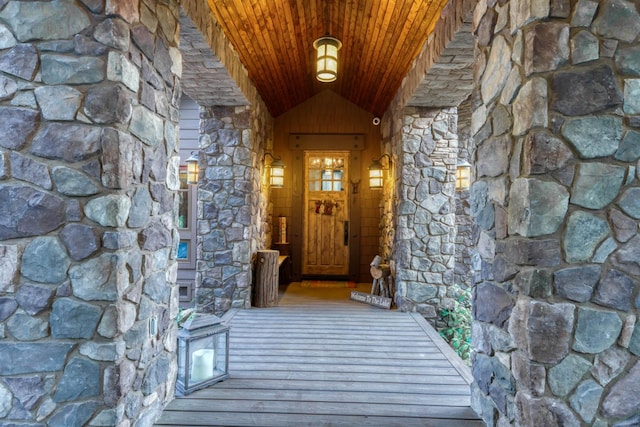 39516 Littleridge Rd, Shaver Lake, CA 93664 - entrance to property featuring stone siding