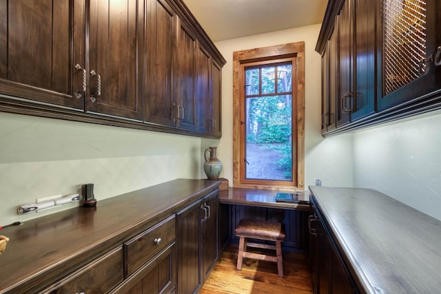39516 Littleridge Rd, Shaver Lake, CA 93664 - office with built in study area and light wood finished floors