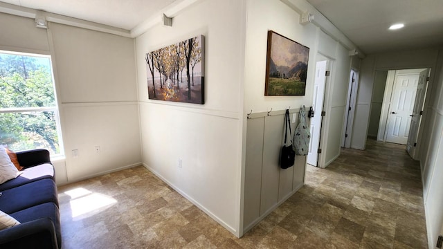 55062 Oak Crest Ct, Wishon, CA 93669 - hallway with stone finish floors and recessed lighting