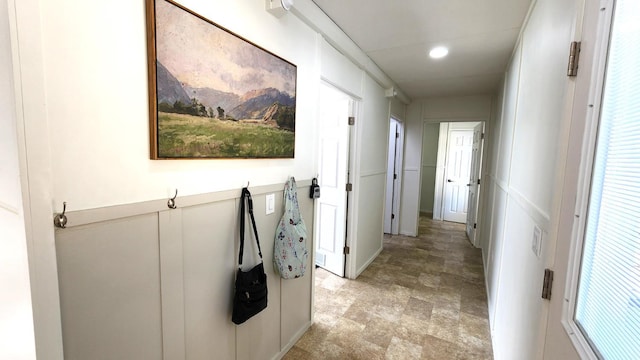 55062 Oak Crest Ct, Wishon, CA 93669 - hallway featuring stone finish flooring and recessed lighting