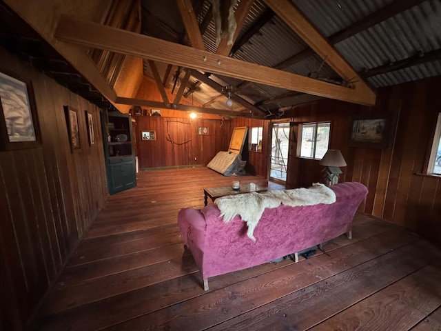 32101 E Trimmer Springs Rd, Sanger, CA 93657 - living area featuring wood walls and hardwood / wood-style floors