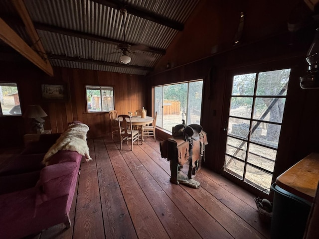 32101 E Trimmer Springs Rd, Sanger, CA 93657 - interior space with hardwood / wood-style floors and wooden walls