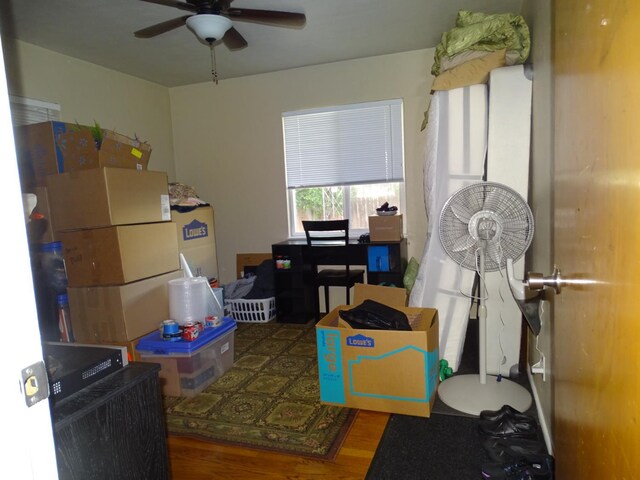 4457 E Brown Ave, Fresno, CA 93703 - rec room with ceiling fan and wood finished floors