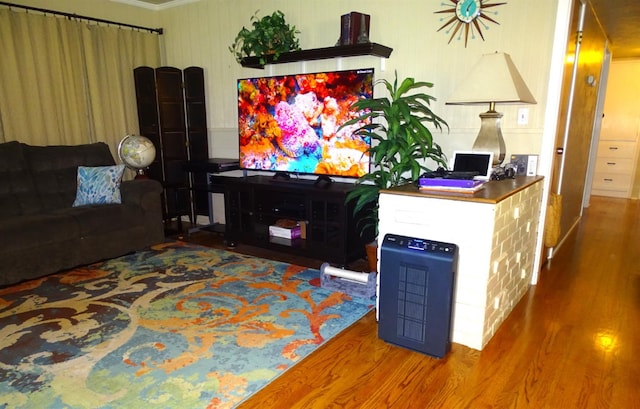 4457 E Brown Ave, Fresno, CA 93703 - living room with wood finished floors and ornamental molding