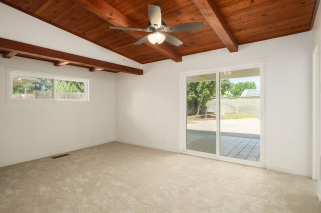 5610 N Arthur Ave, Fresno, CA 93711 - unfurnished room featuring wooden ceiling, plenty of natural light, carpet floors, and a ceiling fan