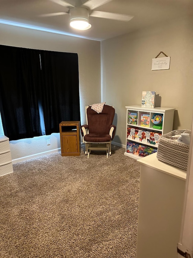 4885 N Backer Ave Unit 148, Fresno, CA 93726 - living area with a ceiling fan, carpet flooring, and baseboards