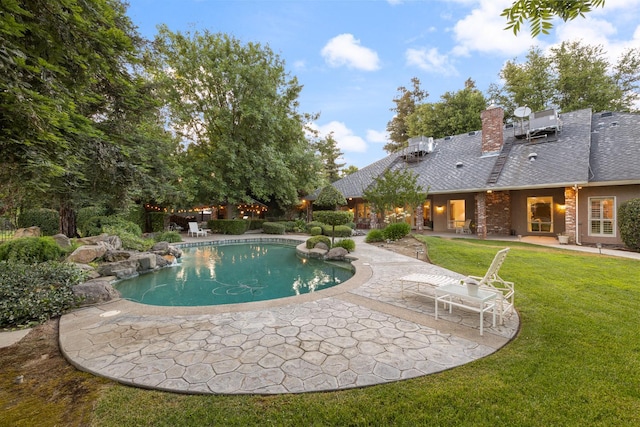 8741 E Los Altos Ave, Clovis, CA 93619 - outdoor pool with a patio and a yard