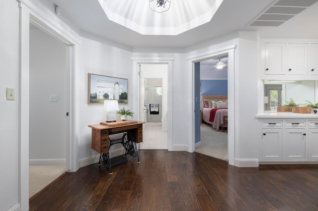8741 E Los Altos Ave, Clovis, CA 93619 - hall with dark wood-type flooring and baseboards
