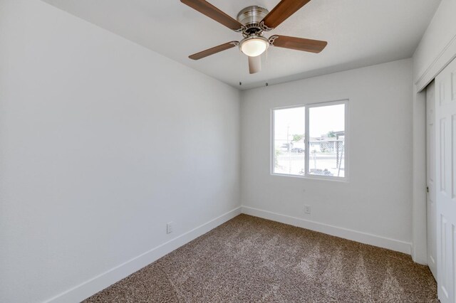 3722 N Hammel Way, Fresno, CA 93727 - unfurnished bedroom featuring carpet floors, baseboards, a closet, and ceiling fan
