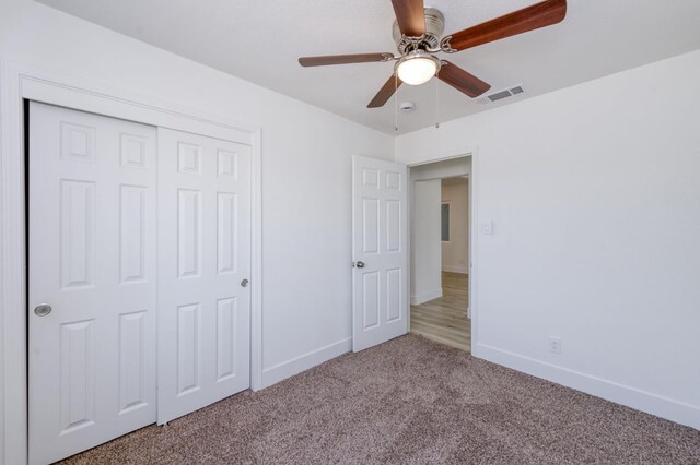 3722 N Hammel Way, Fresno, CA 93727 - unfurnished bedroom with carpet floors, baseboards, a closet, and ceiling fan