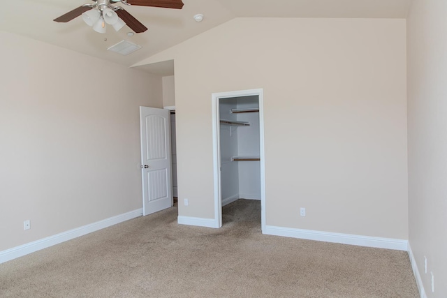 7285 W San Jose Ave, Fresno, CA 93723 - unfurnished bedroom featuring carpet floors, a spacious closet, vaulted ceiling, baseboards, and a closet